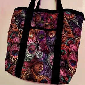 LeSportsac large tote in Masquerade peacock feathers pattern
